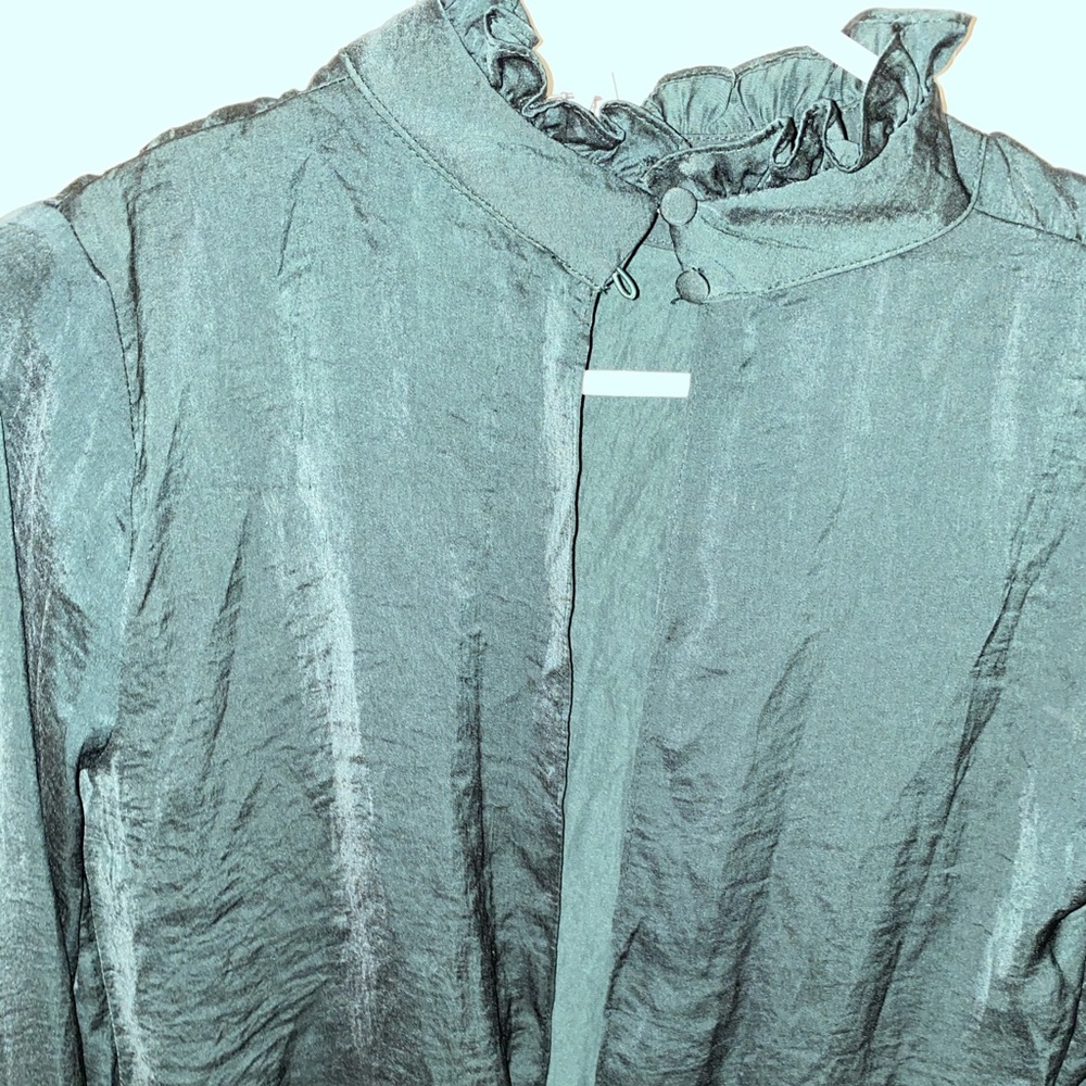 ASOS luxe high neck open back forest green top NWT - Picture 4 of 7